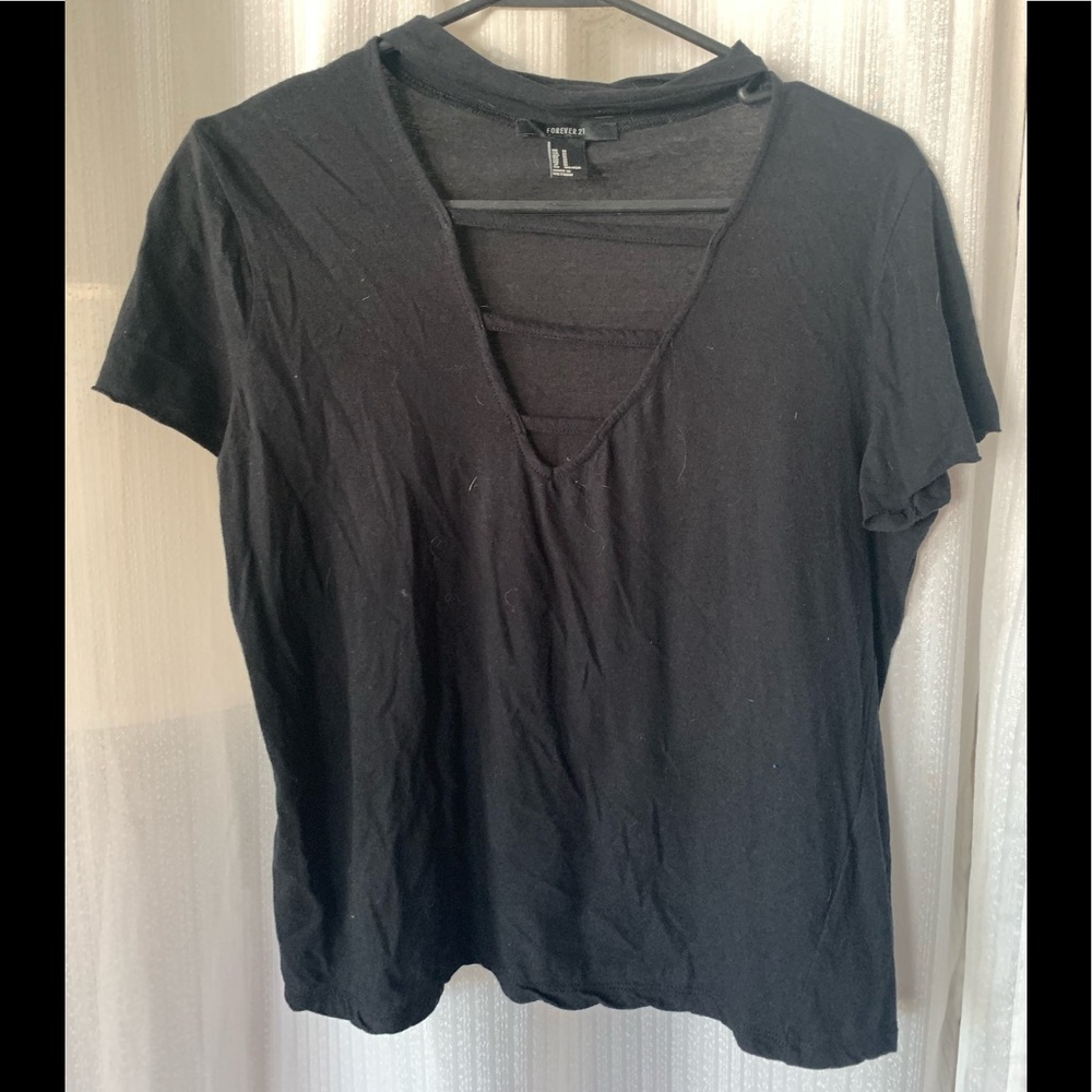 Black cut out short sleeve shirt